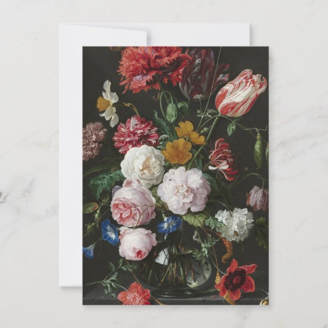 Jan Davidsz. De Heem - fortfarande med blommor Tack Kort (Framsida)
