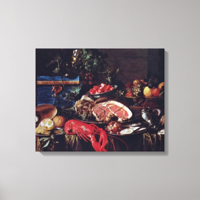 Jan Davidsz de Heem - Fortsatt liv för Lobster Canvastryck (Framsida)