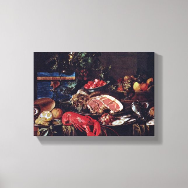 Jan Davidsz de Heem - Fortsatt liv för Lobster Canvastryck (Framsida)