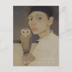 Jan Mankes Self-porträtt med uggla C0687-vykort Vykort