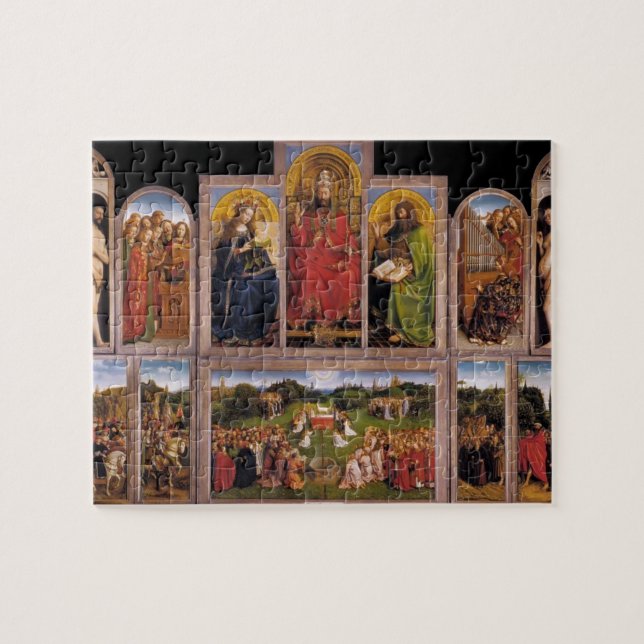 Jan skåpbil Eyck- Ghent Altarpiece Pussel (Horisontell)