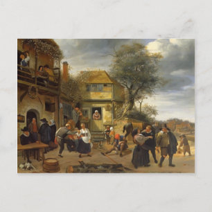 Jan Steen- Bönder framför ett värdshus Vykort
