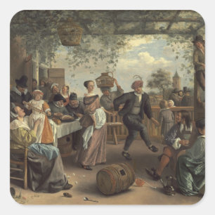 jan steen dans-paret fyrkantigt klistermärke