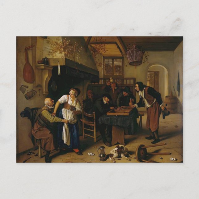 Jan Steen- In Tavern Vykort (Framsida)