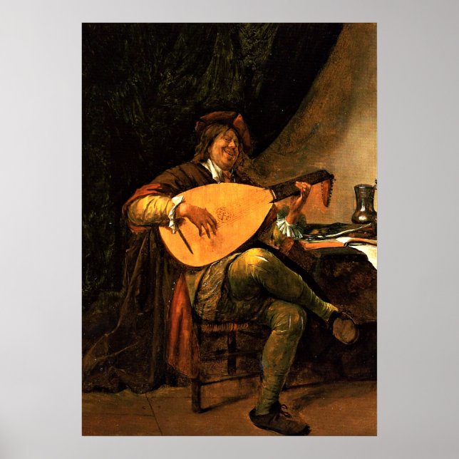 Jan Steen: Self-Porträtt som lutenist Poster (Framsidan)