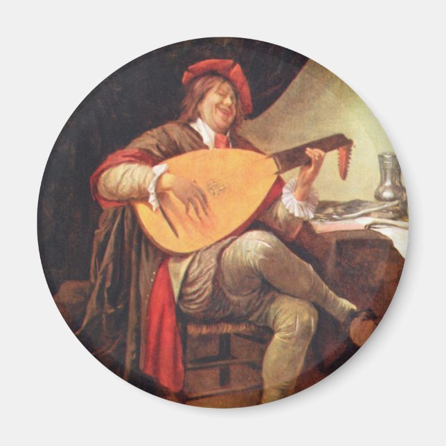 Jan Steen. Självaste porträtt spelar lute Magnet (Framsidan)