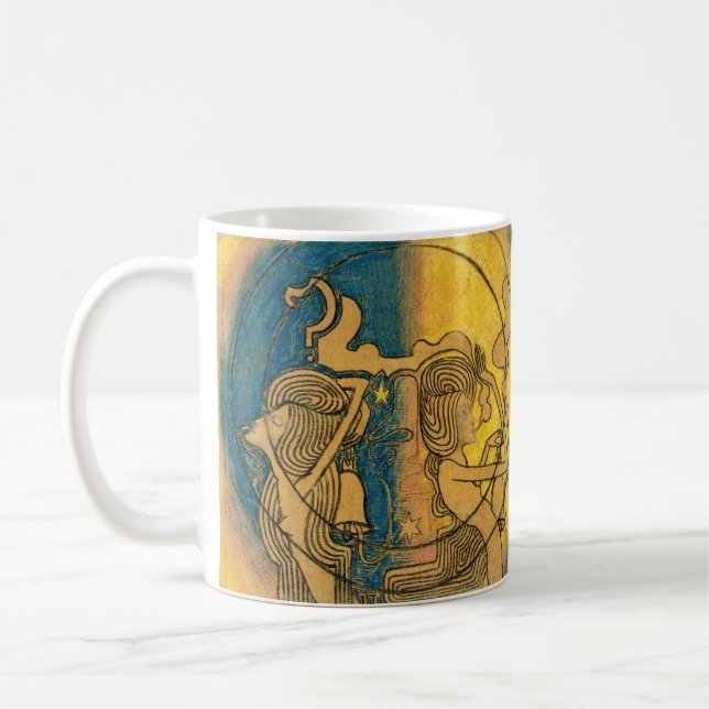 Jan Toorop Art nouveau 2 Stylized Female Figurer Kaffemugg (Vänster)