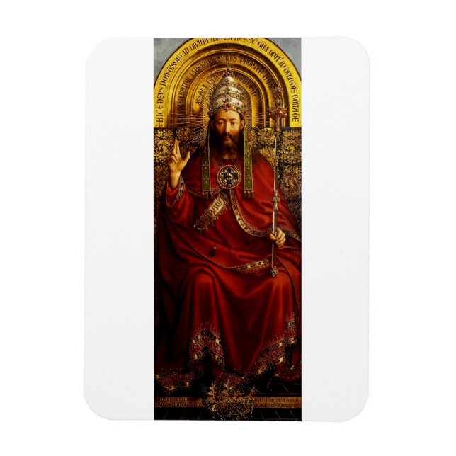 Jan van Eyck Gud Fader på tron Finkonst Magnet (Vertikal)