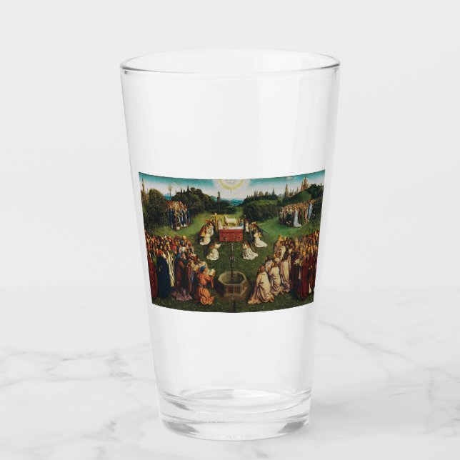 Jan van Eyck Guds lamm är tillbedjan Konst Glaskopp (Framsida)