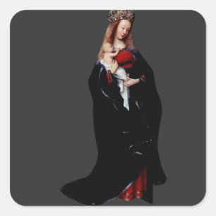 Jan van Eyck - Madonnan i kyrkan Finkonst Fyrkantigt Klistermärke