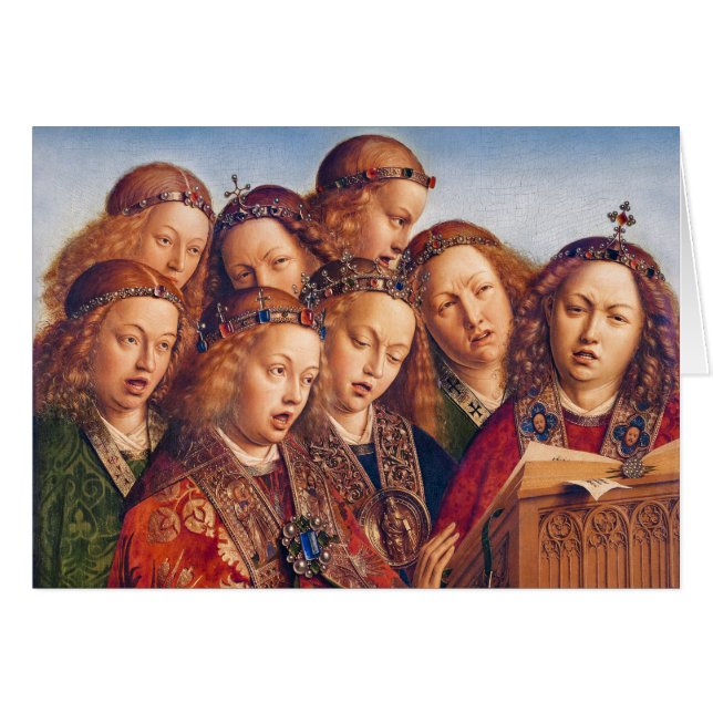 Jan van Eyck Singing änglar Ghent-altarpkort Hälsningskort (Framsidan Horizontal)
