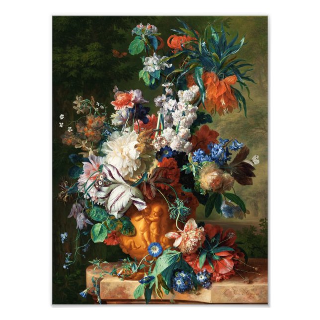Jan Van Huysum - blommornas Bouquet i en urn Fototryck (Framsidan)