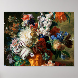 Jan Van Huysum - blommornas Bouquet i en urn Poster