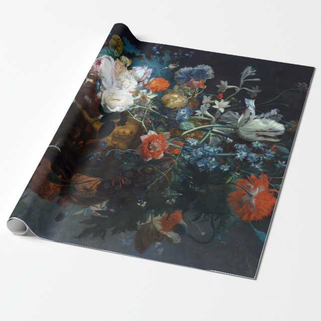 Jan van Huysum lever fortfarande med blommor och f Presentpapper (Utrullad)