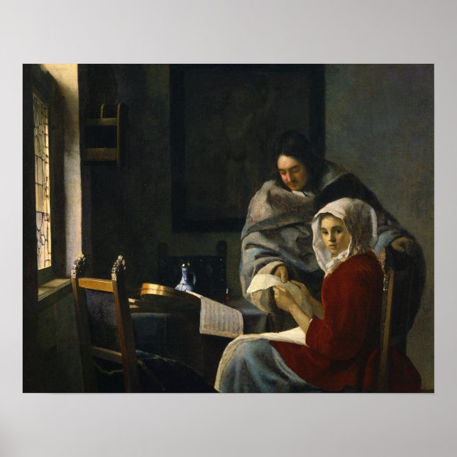 Jan Vermeer - Flickan avbröts på sin musik Poster (Framsidan)