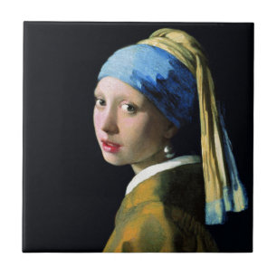 Jan Vermeer Girl with a Pearl Earring Baroque Art Kakelplatta