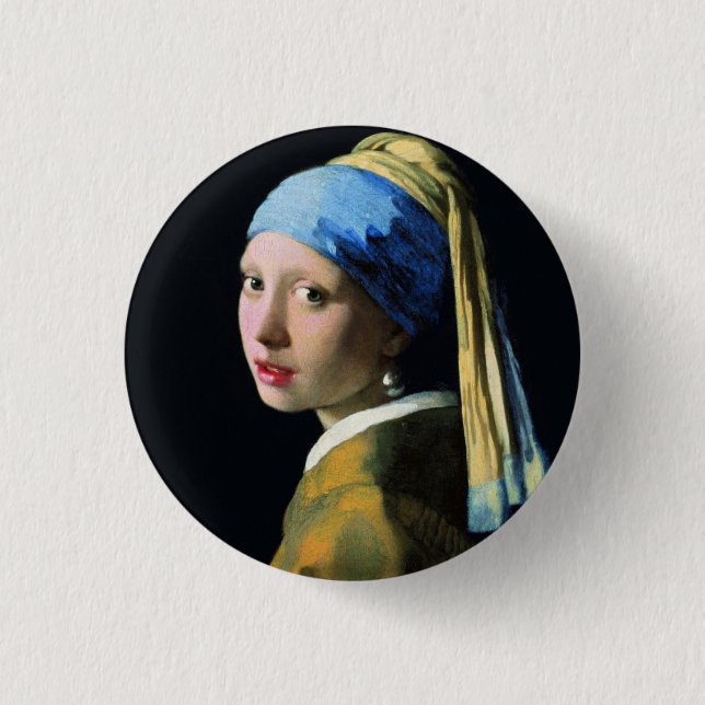 Jan Vermeer Girl with a Pearl Earring Baroque Art Knapp (Framsida)