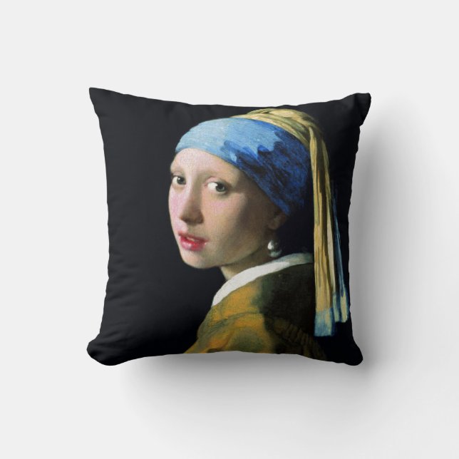 Jan Vermeer Girl with a Pearl Earring Baroque Art Kudde (Framsida)