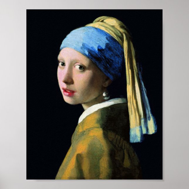 Jan Vermeer Girl with a Pearl Earring Baroque Art Poster (Framsidan)