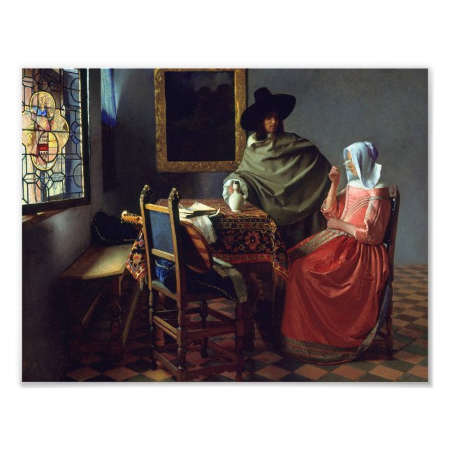 Jan Vermeer - Glaset Vin Fototryck (Framsidan)