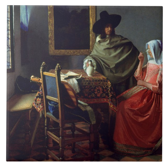Jan Vermeer - Glaset Vin Kakelplatta (Framsidan)