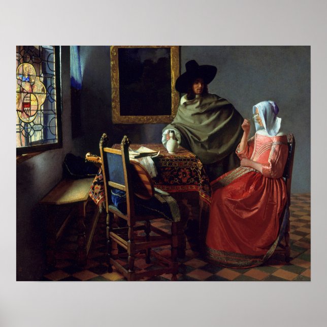 Jan Vermeer - Glaset Vin Poster (Framsidan)