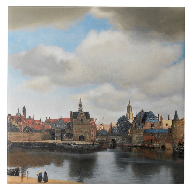 Jan Vermeer - Visa på Delft Kakelplatta (Framsidan)