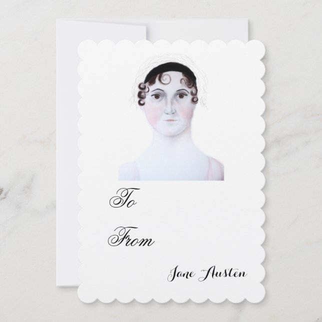 Jane Austen akvarellporträtt inbjudan. Inbjudningar (Framsida)