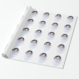 Jane Austen akvarellporträtt inslagningspapper. Presentpapper
