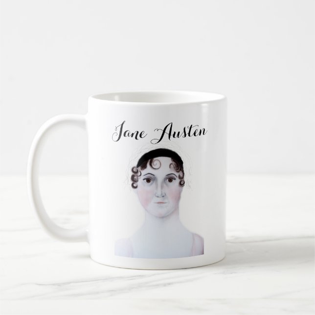 Jane Austen Akvarellporträtt Mugg (Vänster)