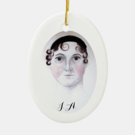Jane Austen akvarellporträtt porslinsprydnad Julgransprydnad Keramik