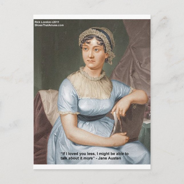 Jane Austen Älskade Dig Mindre Citat På Gåvor & Ko Vykort (Framsida)