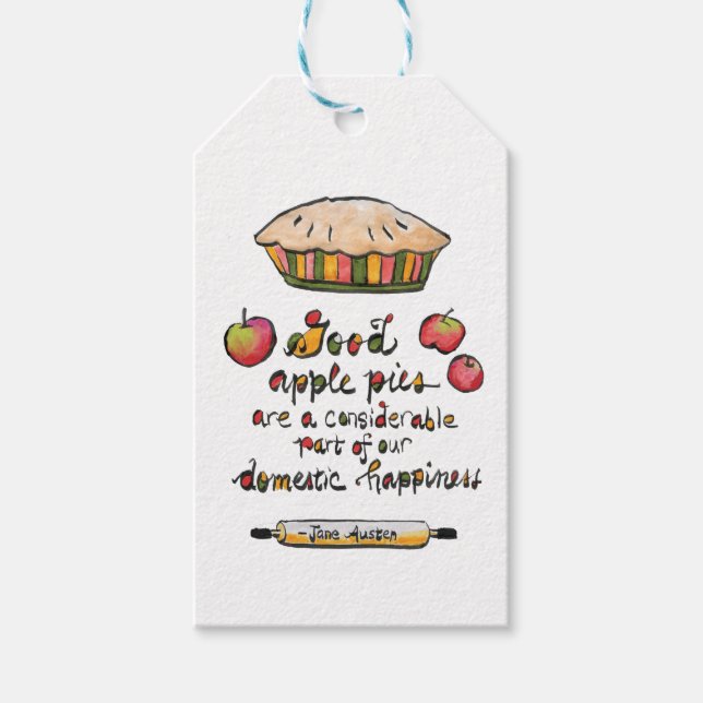 Jane Austen Apple Paj Baking Quote Presentetikett (Framsidan)