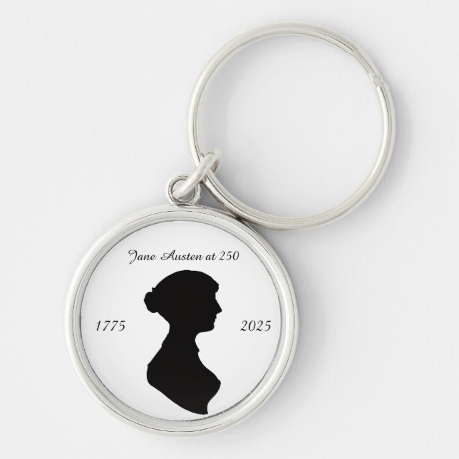 Jane Austen at 250 Rund Silverfärgad Nyckelring (Framsidan)
