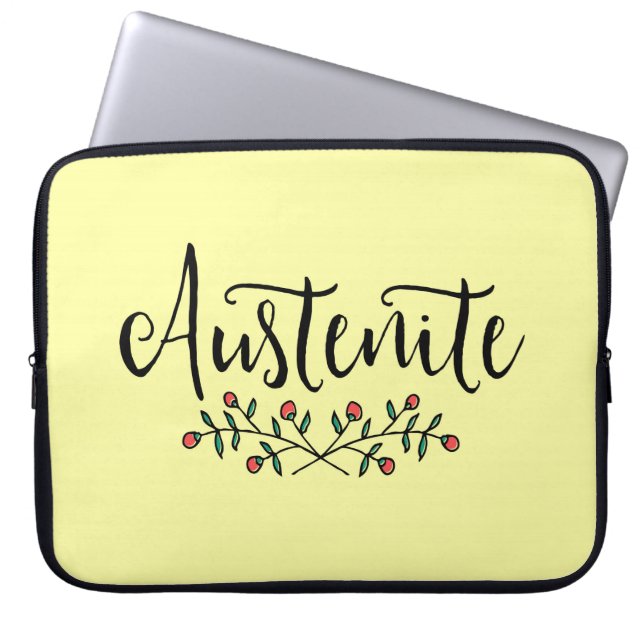 Jane Austen Blommigt Austenite Laptop Sleeve (Framsidan)