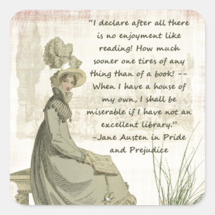 Jane Austen bokälskare Fyrkantigt Klistermärke