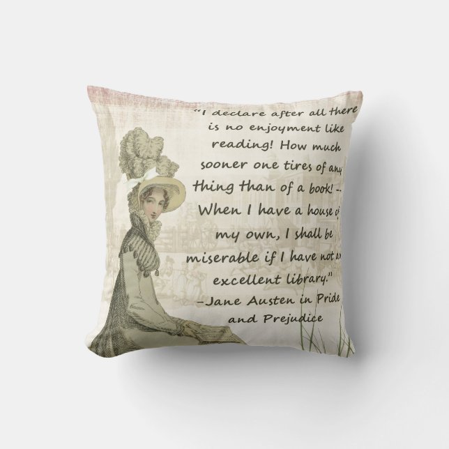 Jane Austen bokälskare Kudde (Framsida)