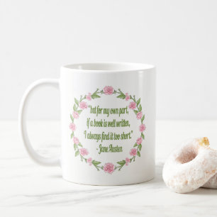 Jane Austen bokcitationstecken - rosa ros Kaffemugg