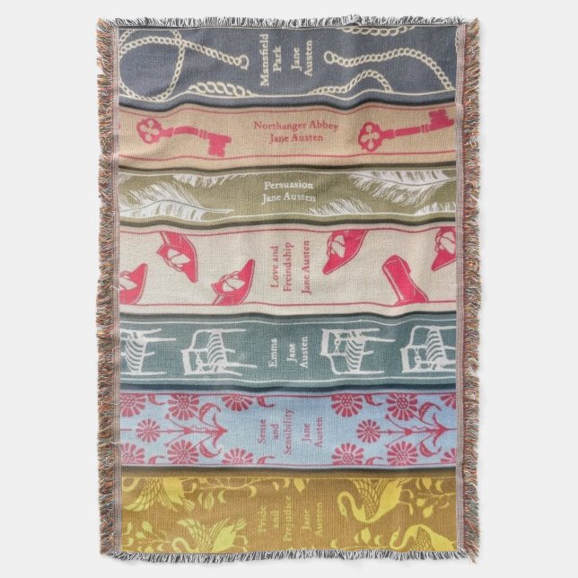 Jane Austen Books Throw Blanket Filt (Framsidan Vertikal)