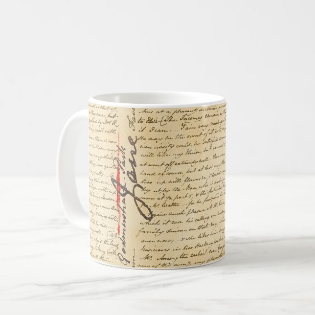 Jane Austen Brev Coffee Mugg (Framsida vänster)