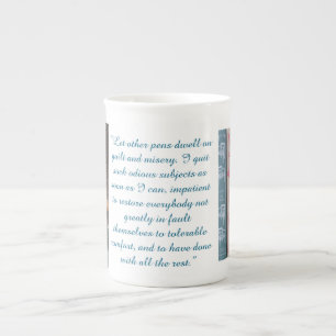Jane Austen-citat (blå) Benporslin Mugg