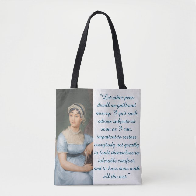 Jane Austen-citat (Blå) Tygkasse (Framsida)