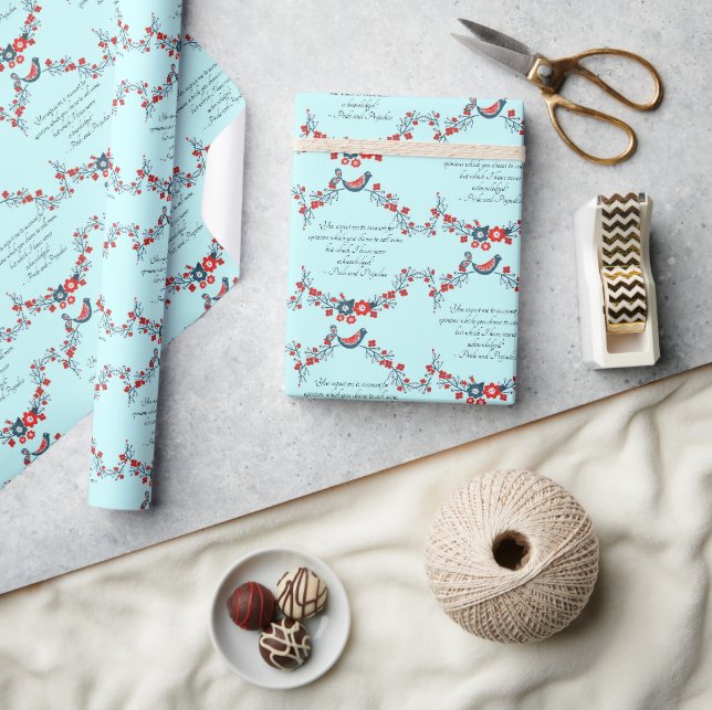 Jane Austen-citat, Stolthet och fördom Blommig  Presentpapper (Hantverk)