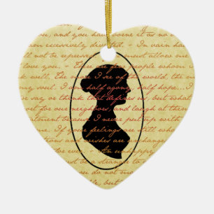 Jane Austen citationstecken och Cameojulhelgdag Julgransprydnad Keramik