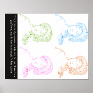 Jane Austen citationsteckenaffisch Poster
