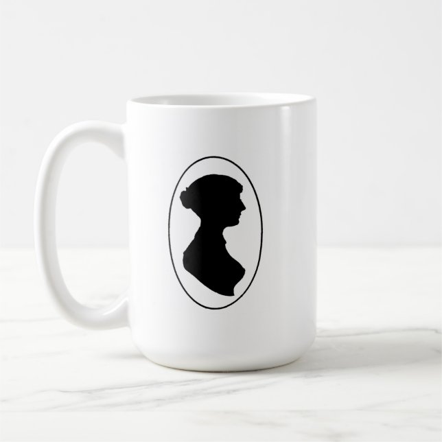 Jane Austen citationsteckenmugg Kaffemugg (Vänster)