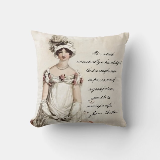 Jane Austen citerar och skriver ut. Kudde (Framsida)