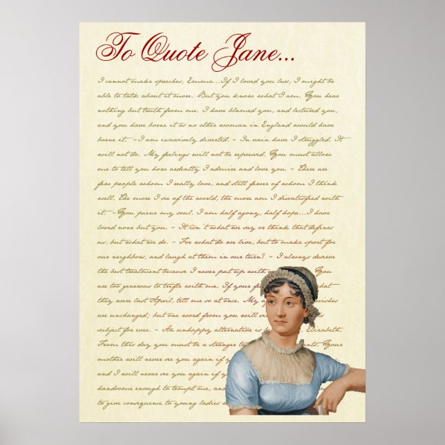 Jane Austen citerar Pride och fördomar, Emma, S&S Poster (Framsidan)