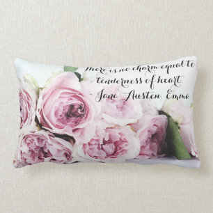 Jane Austen Emma Bok Quote Rosa ros Blommigt Lumbarkudde