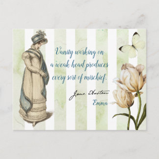 Jane Austen Emma citerar vintage blue striped söt Vykort